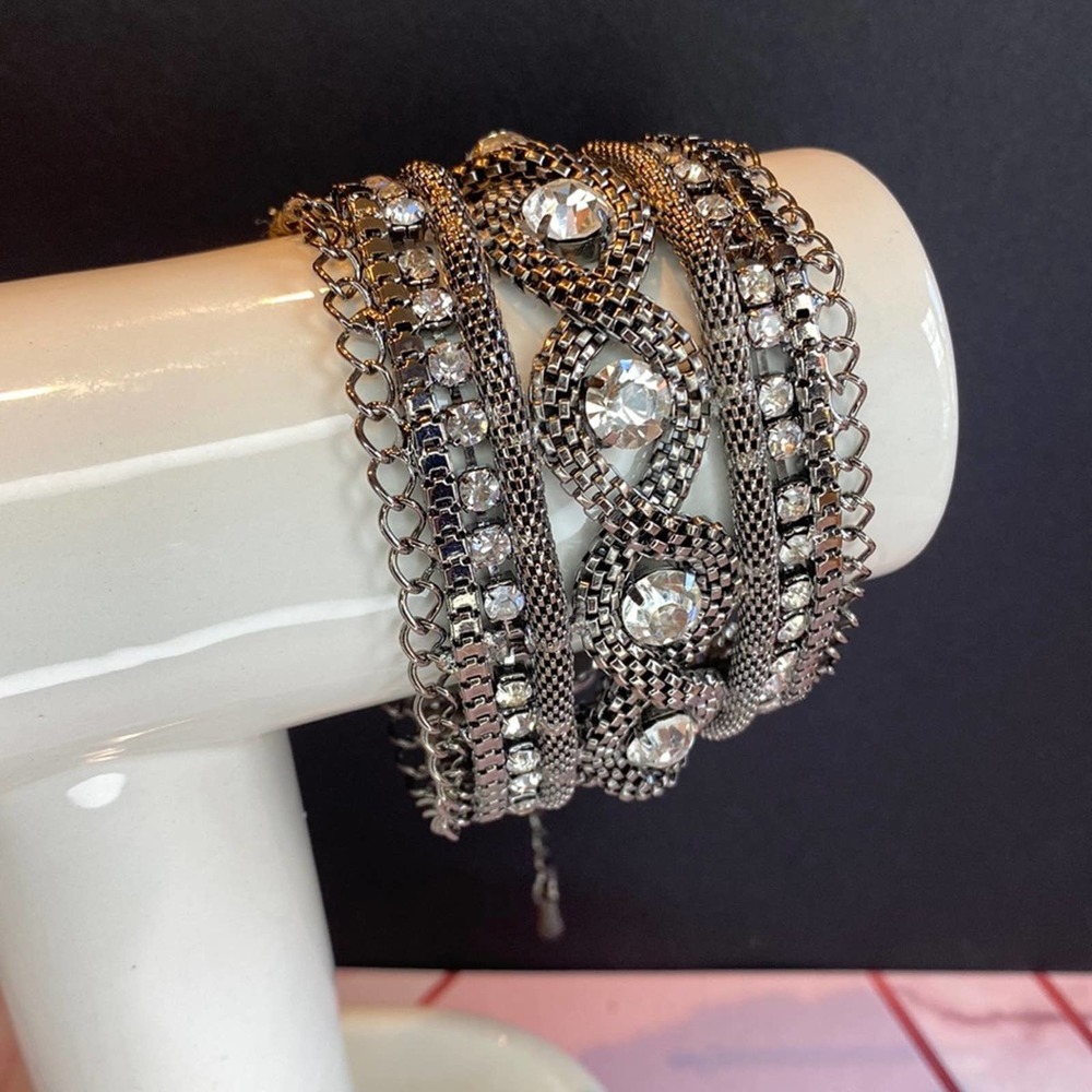 Gunmetal & Crystal Statement Cuff Bracelet